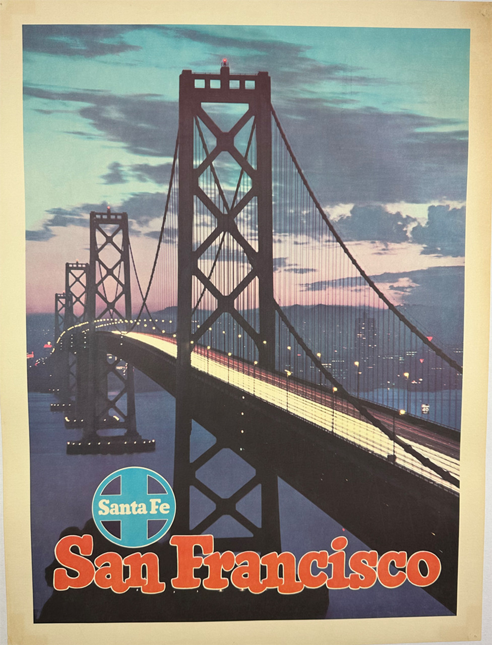San Francisco Santa Fe Railroad by Don Perceval ca 1950s original lithograph on linen vintage poster