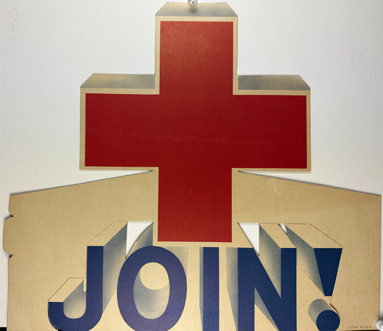 Join Red Cross! 1936 USA original lithograph on cardboard display