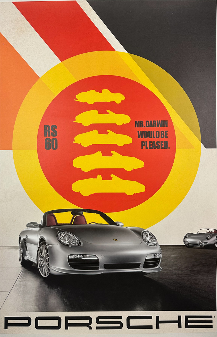 Porsche RS60 Mr. Darwin Would Be Pleased 2008 Germany original Porsche showroom lithograph on linen poster