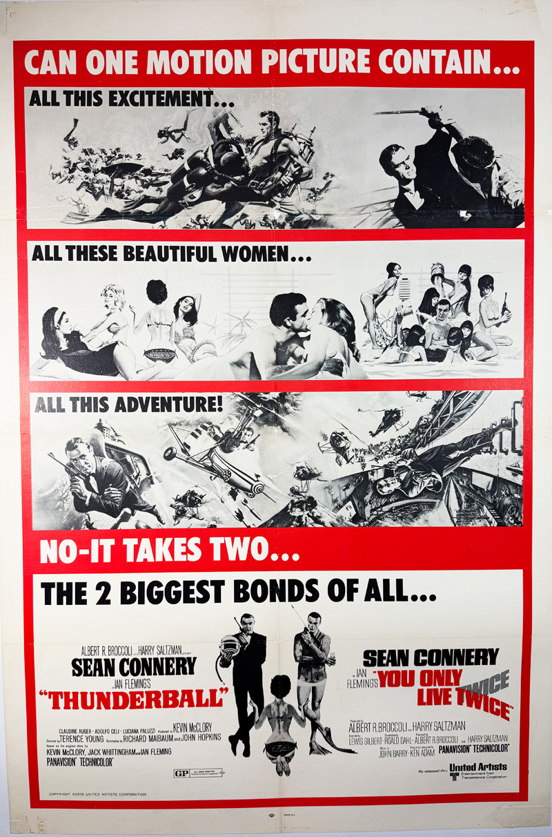 Thunderball, You Only Live Twice by Robert McGinnis & Frank McCarthy 1970 USA original lithograph on linen James Bond vintage poster