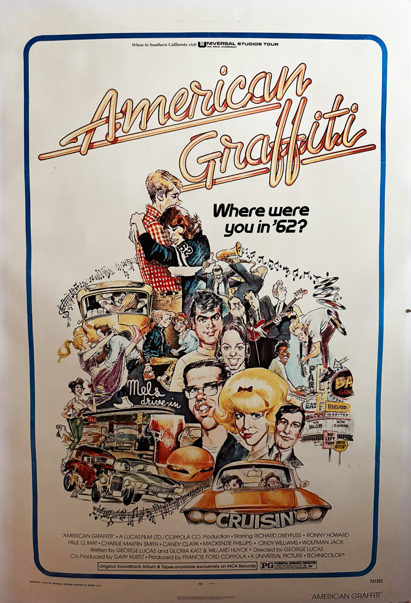 American Graffiti movie poster by Mort Drucker 1973 USA original lithograph on linen vintage poster