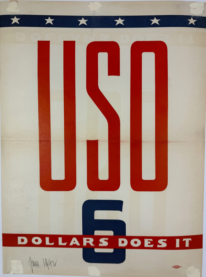 USO Six Dollars Does It  1947 USA original lithograph on linen vintage poster