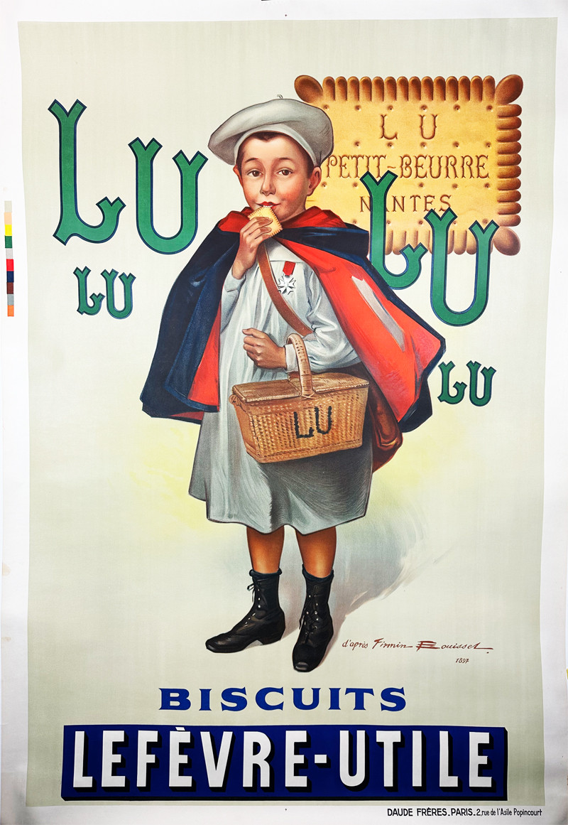LU / Lefèvre-Utile : Planche lithographiée illustrée d'une jeune fille