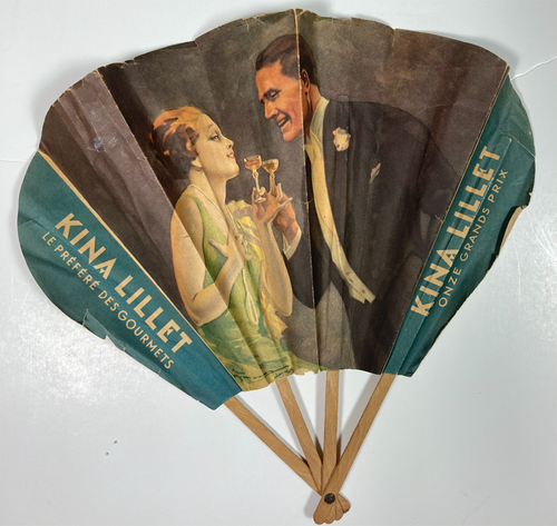 Original lithograph  advertising fan for Kina Lillet early 20th century