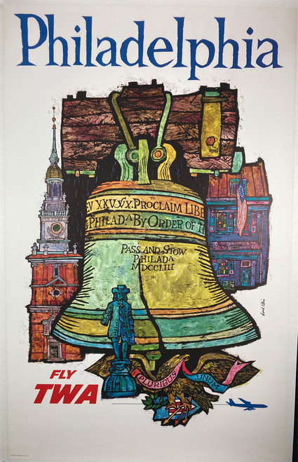 David Klein for TWA original lithograph on linen for sale