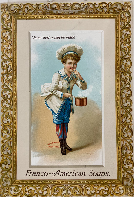 Franco-American Soups "None better can be made" ca. 1890-1890 USA original lithograph with string store display vintage poster