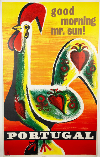 Portugal Good Morning Mr. Sun by Tom 1964 Portugal original lithograph on linen vintage poster