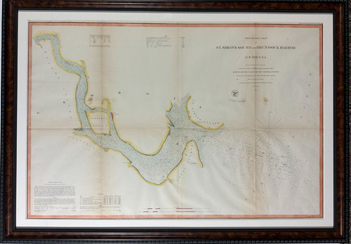 St. Simon's Sound and Brunswick Harbor 1856 Coastal Survey/Bashe 1856 original engraving antique print map