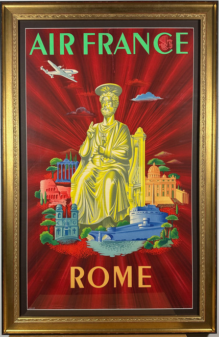 Air France Rome by Plaquet 1949 France original lithograph on linen vintage poster