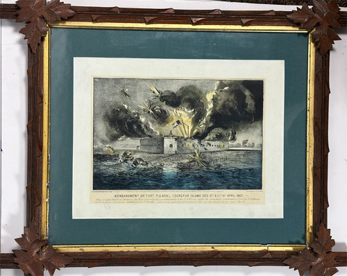 Bombardment of Fort Pulaski Cockspur island, Geo 10th & 11th of April 1862 by Currier & Ives USA original stone lithograph