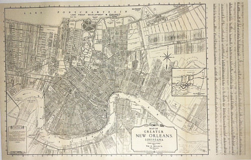 Map of Greater New Orleans, Louisiana by Boesch USA 1934 original city plan map