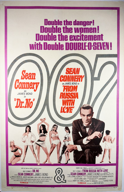 Dr. No, From Russia with Love 1965 USA original lithograph on linen vintage poster