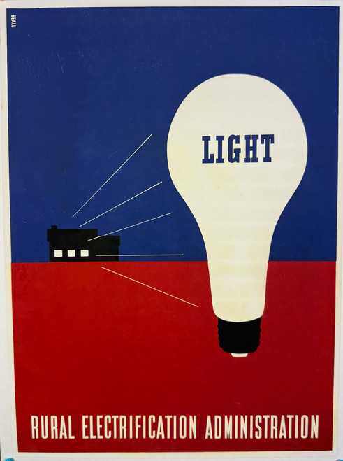 Light Rural Electrification by Lester Beal 1930s USA original stone lithograph on linen vintage poster