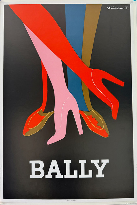 Bally by Bernard Villemot Switzerland 20th century original lithograph on linen vintage poster
