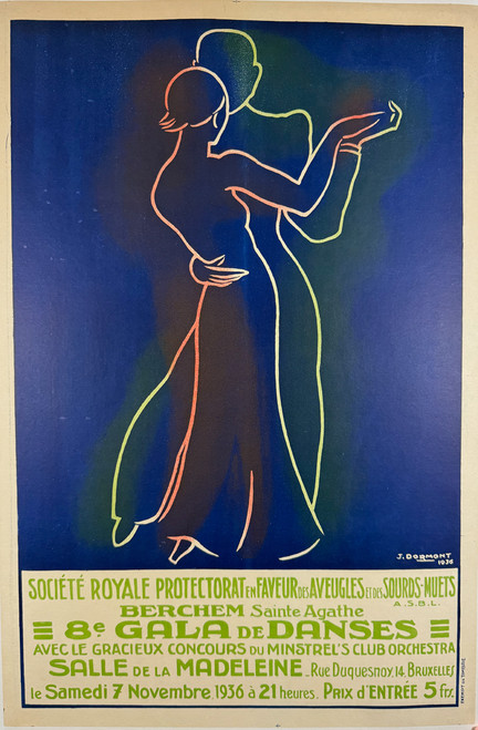 Society Protectorate Gale de Danses by Dormont 1936 France original lithograph on linen rare vintage poster