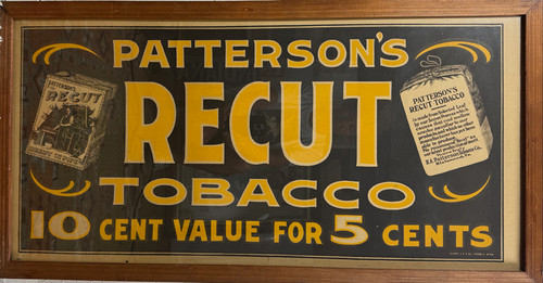 Patterson's Recut Tobacco printed by Globe & Co. early 20th century USA (Akron OH) original lithograph on cardstock antique advertisement