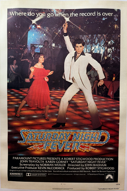 Saturday Night Fever movie poster 1977 USA original photolithograph on linen vintage poster