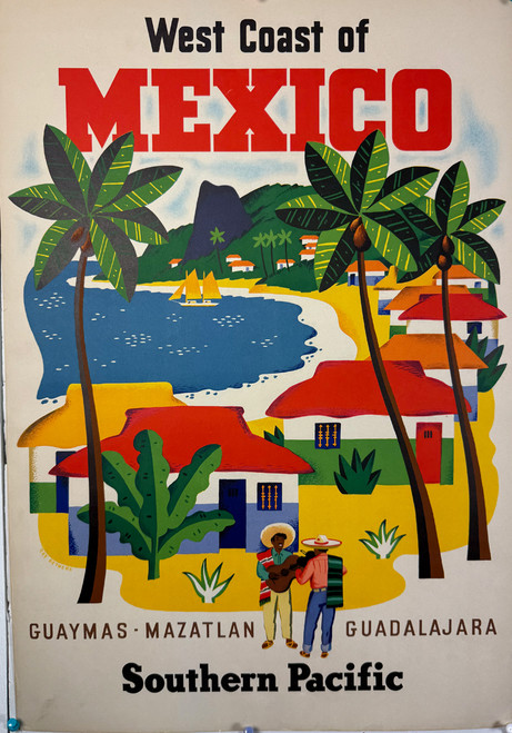 West Coast of Mexico Southern Pacific by Ray Bethers ca. 1930s USA original lithograph vintage poster