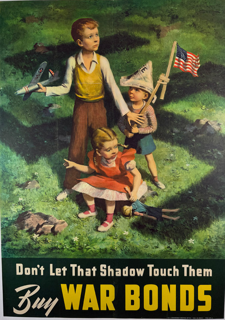 Don't Let That Shadow Touch Them Buy War Bonds by Laurence Beall Smith 1942 USA original lithograph on linen vintage poster