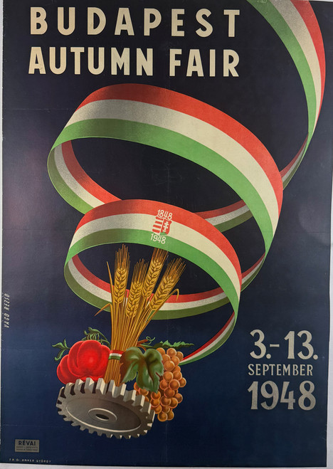 International Budapest Autumn Fair by Vago Reszo 1948 Hungary original lithograph on linen vintage poster
