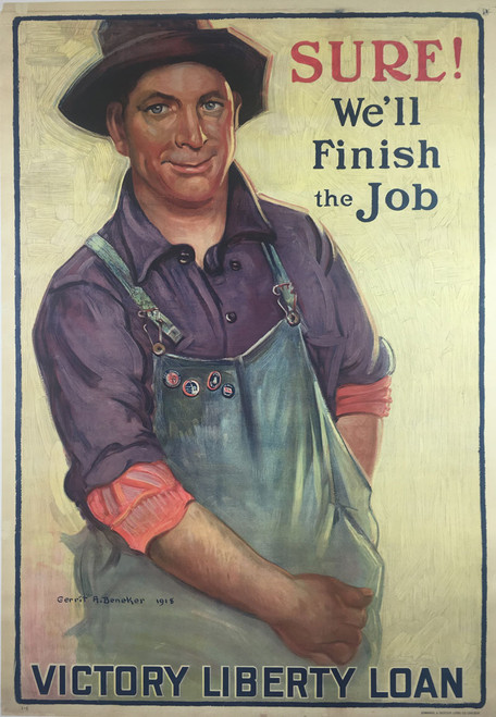 Sure Well Finish the Job Liberty Loans by G. Beneker 1918 original stone lithograph on linen