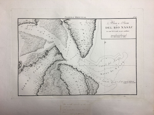 Florida 'Boca y Barra Del Rio Nasau' by unknown 1809 original engraving antique cartography map