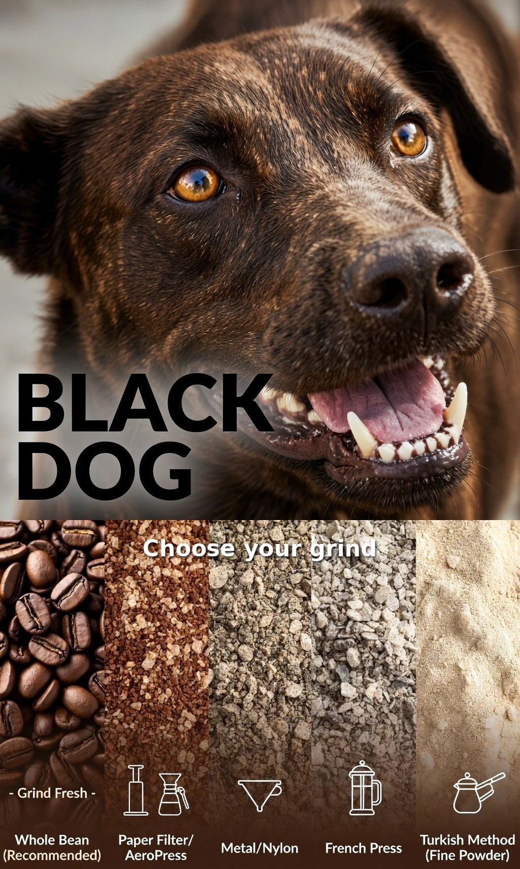 Black Dog Blend with grind guide