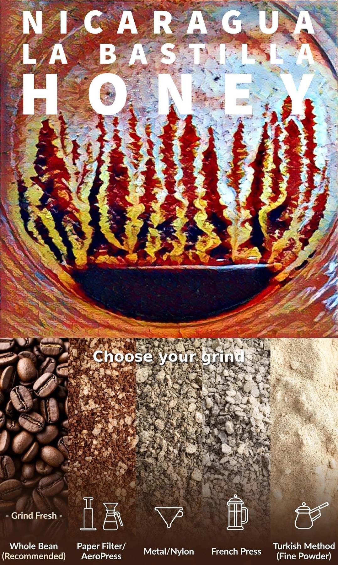 Nicaragua La Bastilla Honey with grind guide