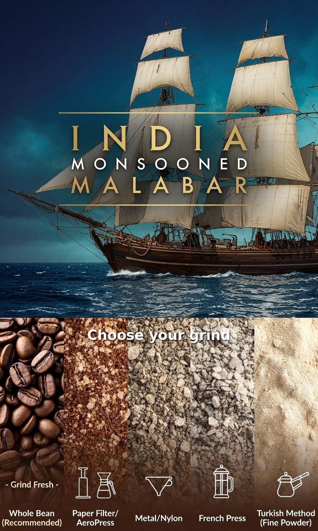India Monsooned Malabar with grind guide