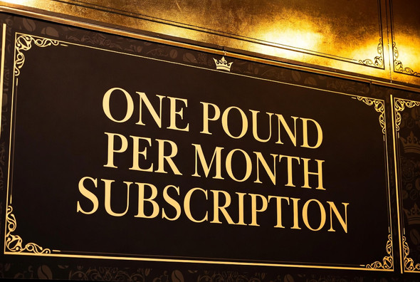 One Pound Per month subscription Old Crown Coffee Shop