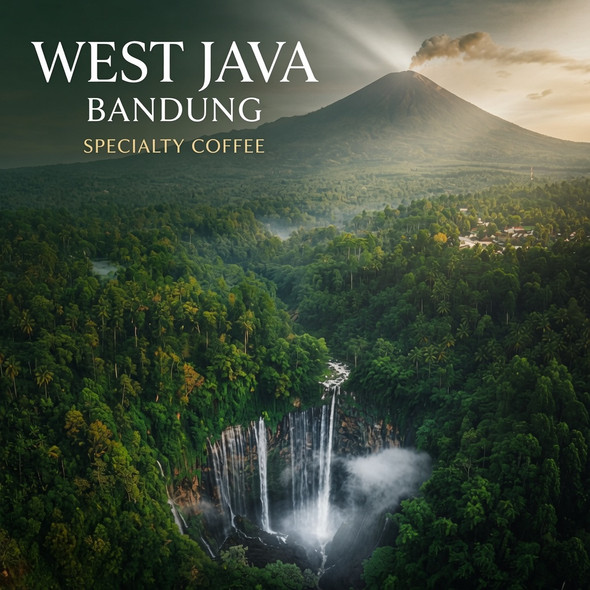 West Java Bandung — a heavy-bodied, slightly smoky medium-dark roast with notes of baker’s chocolate, pipe tobacco, burnt sugar, and a subtle touch of anise. Bold and distinctive single-origin from Old Crown Coffee.
