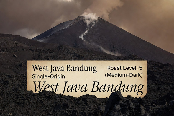 West Java Bandung — a heavy-bodied, slightly smoky medium-dark roast with notes of baker’s chocolate, pipe tobacco, burnt sugar, and a subtle touch of anise. Bold and distinctive single-origin from Old Crown Coffee.
