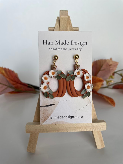Orange Floral Pumpkin Dangles Orange Floral Pumpkin Dangles