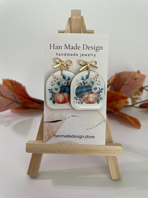 Blue & Orange Floral Pumpkin Dangles Blue & Orange Floral Pumpkin Dangles