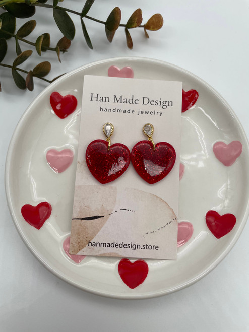 Glitter Heart Dangles