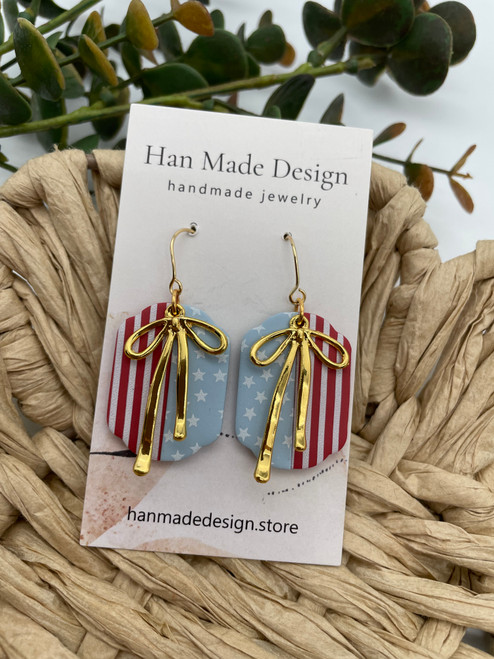 Stripes & Stars Bow Dangles