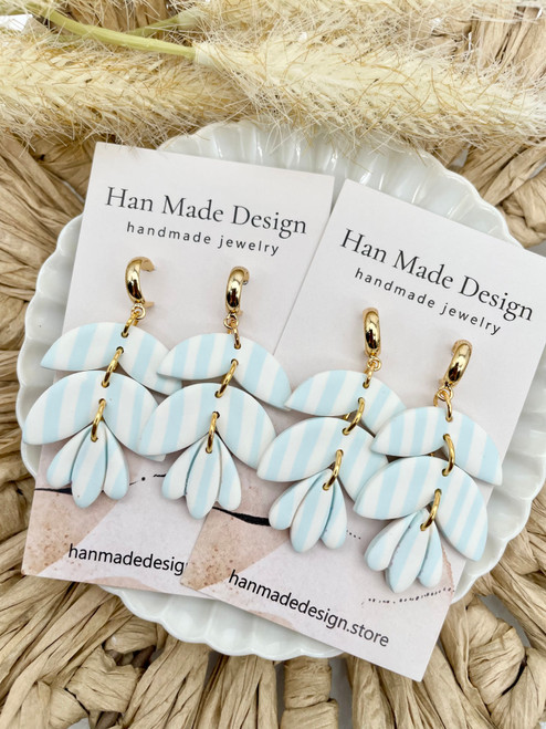 Blue and White Stripe Dangles