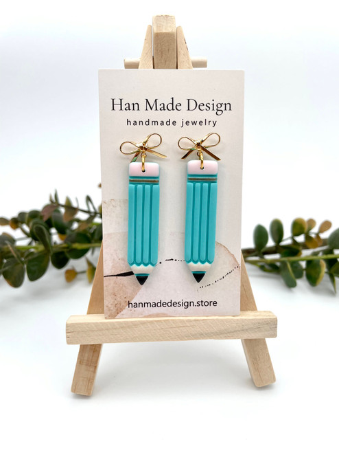 Big Bow Pencil Dangles- Blue 