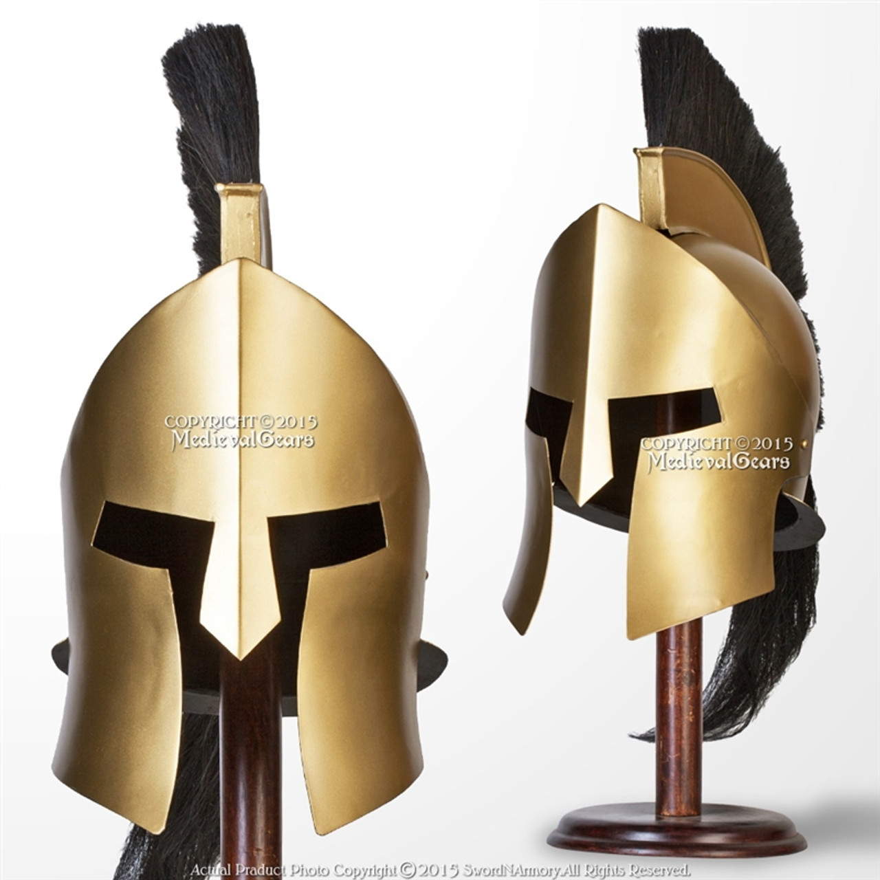 Medieval Greek Sparton Armour King Leonidas 300 Roman Helmet With Wooden  Stand