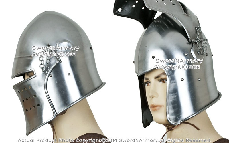 Functional Battle Ready Close Combat Helmet 16G Steel Leather