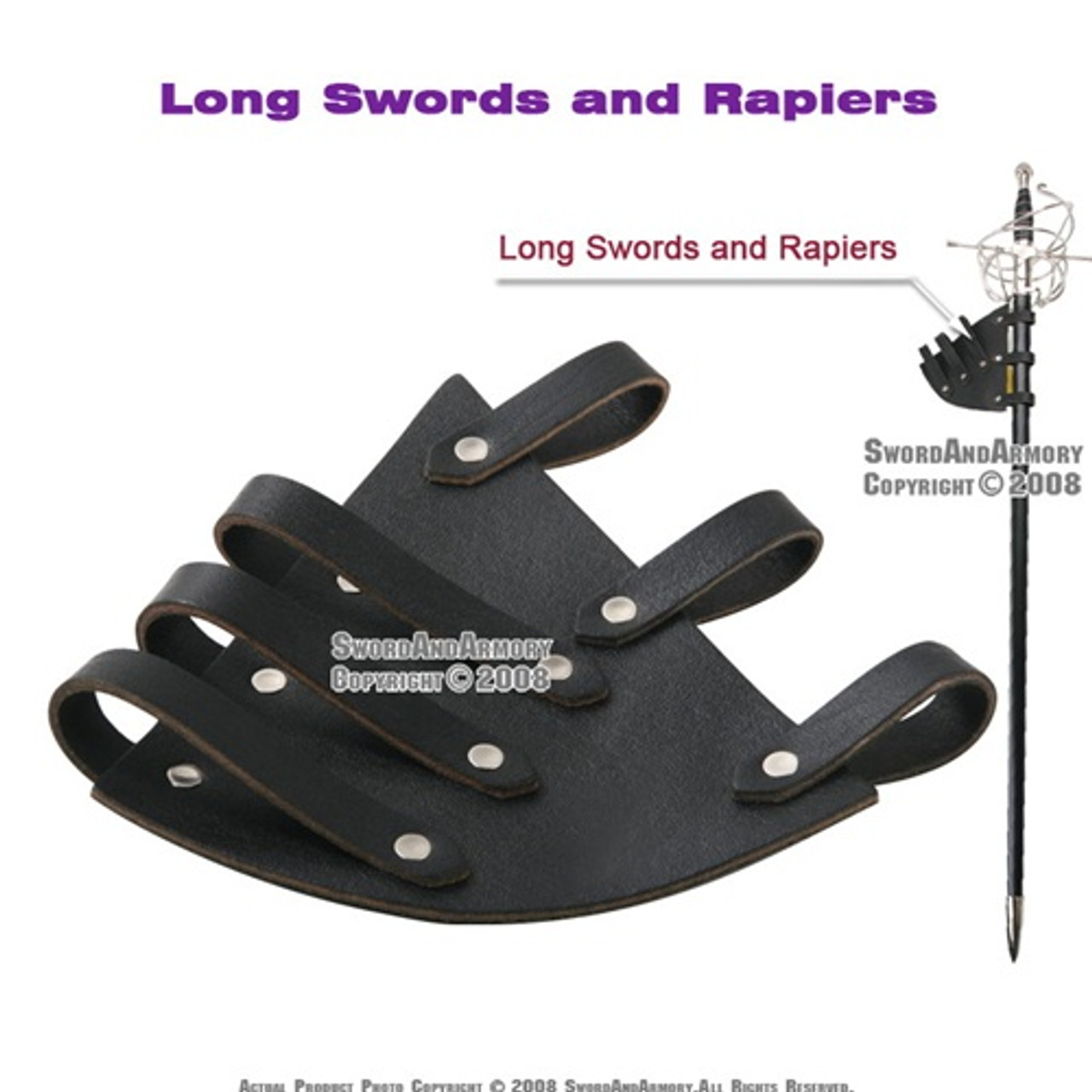 Bundle:Renaissance Swept Hilt Rapier Fencing Sword + Sword Belt Frog Holder  Right Hand Left Hand Medieval Rivets Fairs Theatrical Play LF61