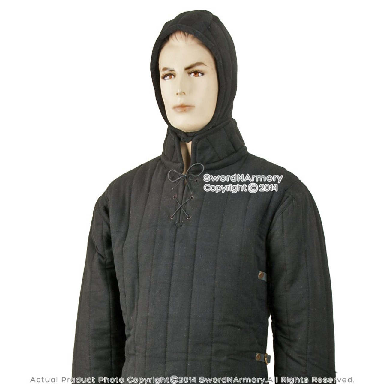 Medieval Thick Padded Gambeson Coat Aketon Jacket Armor Black sca larp