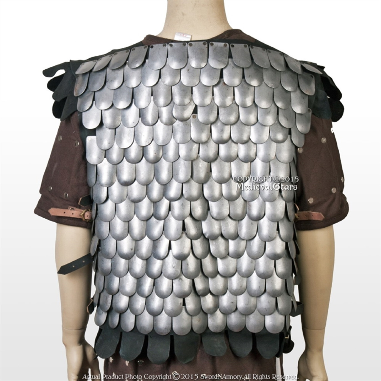 Medieval Scale Body Armor 20G Steel with Leather Liner LARP Costume M/L/XL