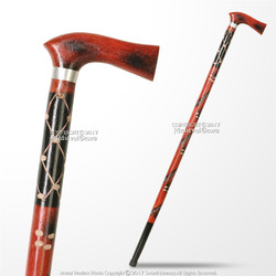 36'' Handcrafted Natural Eucalyptus Tribal Wars Wooden Cane Walking Stick