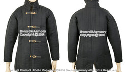 Black L Size Gambeson Type IV Medieval Padded Armour Coat SCA LARP Arming Jacket