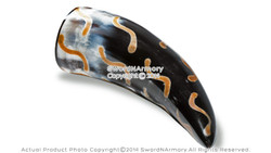 Genuine Cow Horn 6.5 Inch Long Paper Weight with Decorative Burned Pattern Gift
