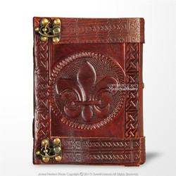 Medieval Genuine Leather Journal Diary Parchment Paper Notebook Fleur de Lis