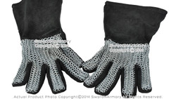 Large Size Leather Gloves with Chainmail Medieval Armour Dressing Costume LARP