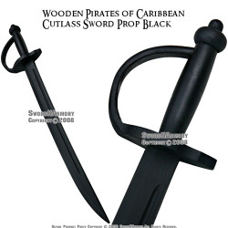 Wooden Pirates of Caribbean Cutlass Sword  Prop Black