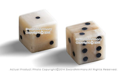 Genuine White Bone Gambling Handmade Roman Dice Inlaid Pips Casino Game Medieval